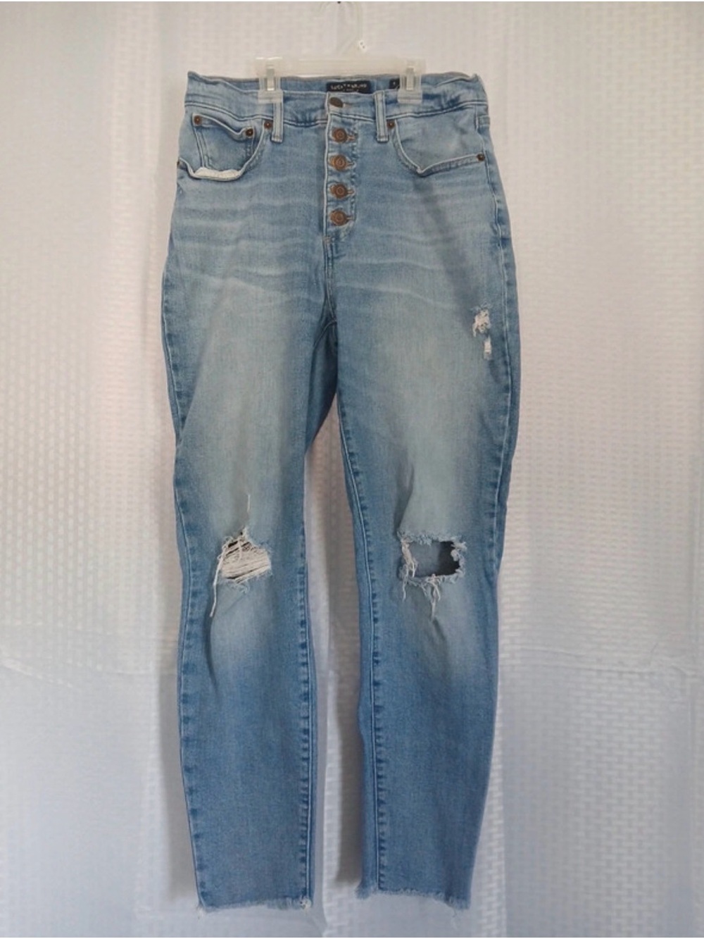 Lucky Brand High-Rise Distressed Light Blue Women’s Ankle Jeans - Button Fly
